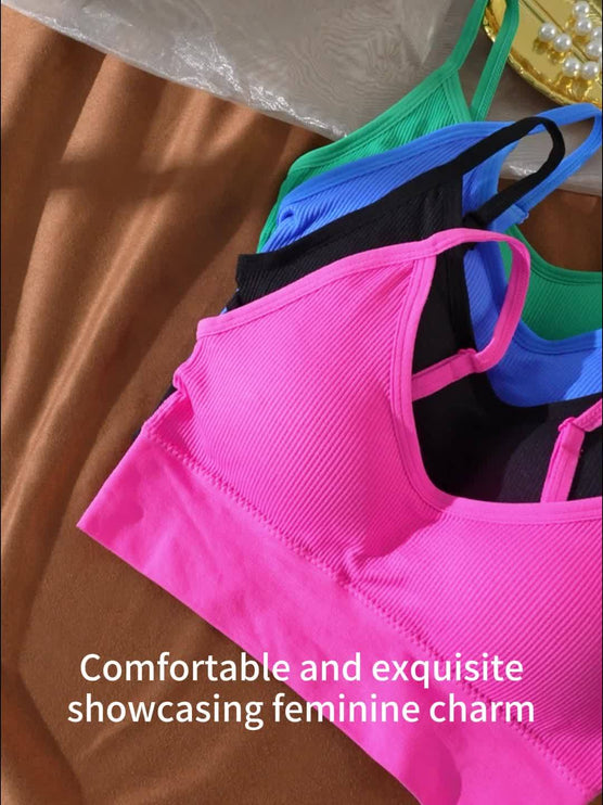 Solid Ribbed Sports Bra™- Comfy & Breathable Workout Fitness Intimates Bra