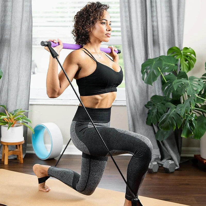  Pilates Bar Kit with Resistance Bands - Workout Equipment for Home  Workouts - Pilates Stick - Resistance Kit - Leg Workout Bands - Fitness  Equipment Women - Beginner Yoga Kit 