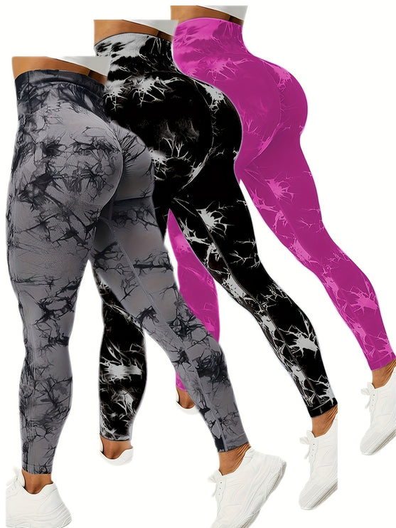 3pcs Fitness Tie Dye Leggings™-  Tight Pants Women's Activewear
