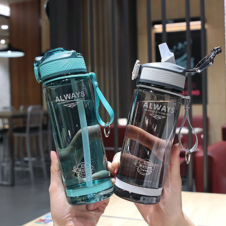 800ml Sports Water Bottle with straw™- Transparent BPA Free Bottle