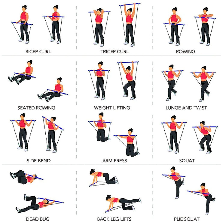 Pilates Bar Kit with Resistance Bands™- Home Workout Equipment.